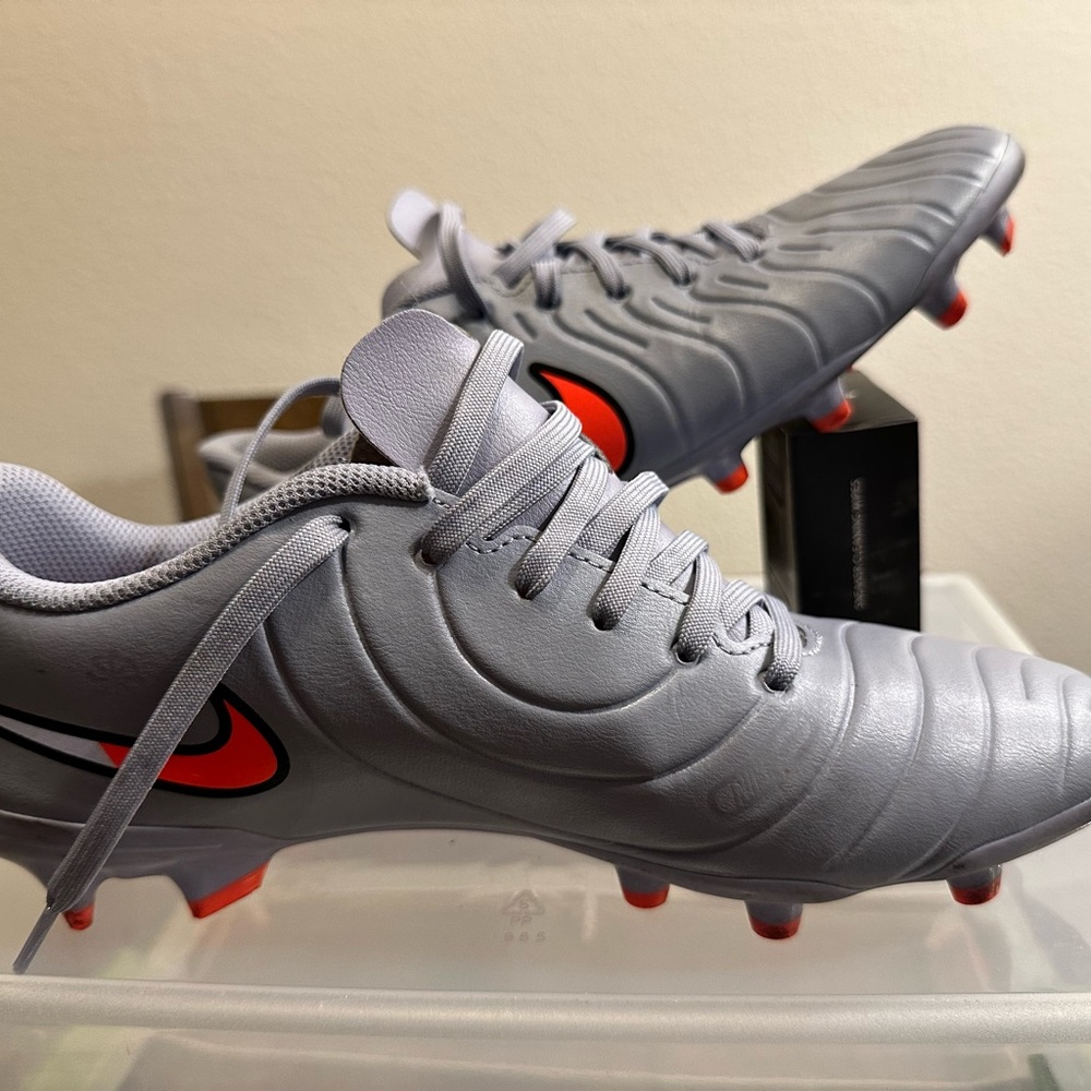 Nike Silver and Red Soccer Cleats